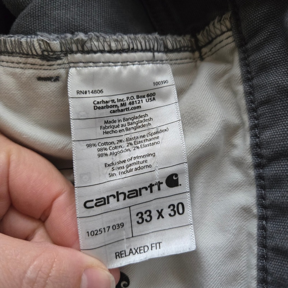 Carhartt Mens Gray Rugged Flex Relaxed Fit Canvas Work Pants 33x30 Gorp Street - Picture 7 of 12